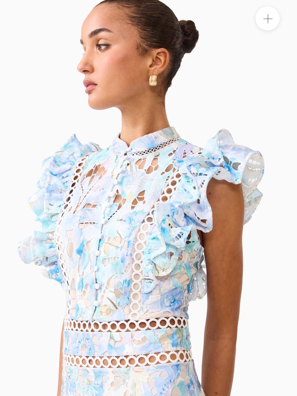 Elliat Kalissa Ruffle Maxi Dress in Blue Floral - Picture 2 of 8